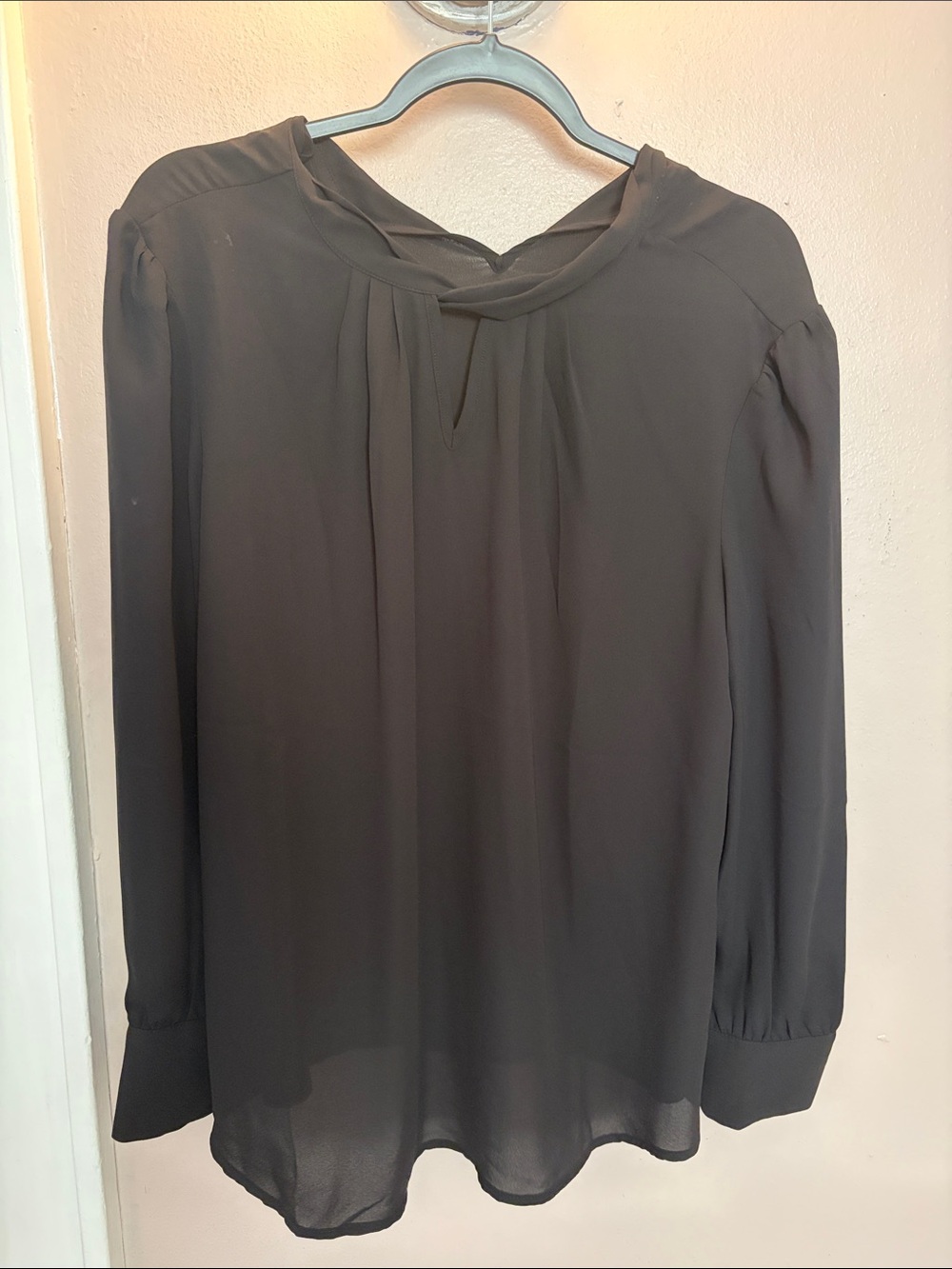 Women’s Black Long-Sleeve Blouse - Elegant Mock Neck